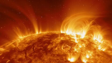 Our star with magnetic storms. Plasma flash on the surface of a